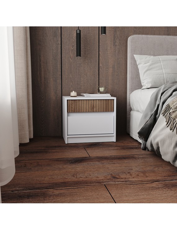 Тумба приліжкова Еверест Стайл-500 50,2х39х44,2 см Німфея Альба (білий)/Канелла (DTM-073575)