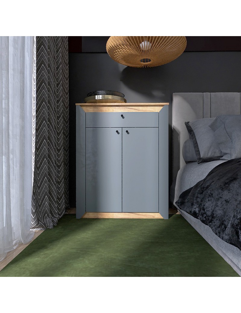 Тумба закрита Еверест Нордік-800 80х38х100 см Графіт + Дуб крафт золотий (DTM-5530)