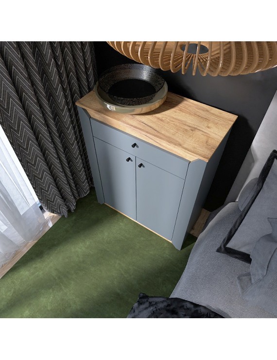 Тумба закрита Еверест Нордік-800 80х38х100 см Графіт + Дуб крафт золотий (DTM-5530)