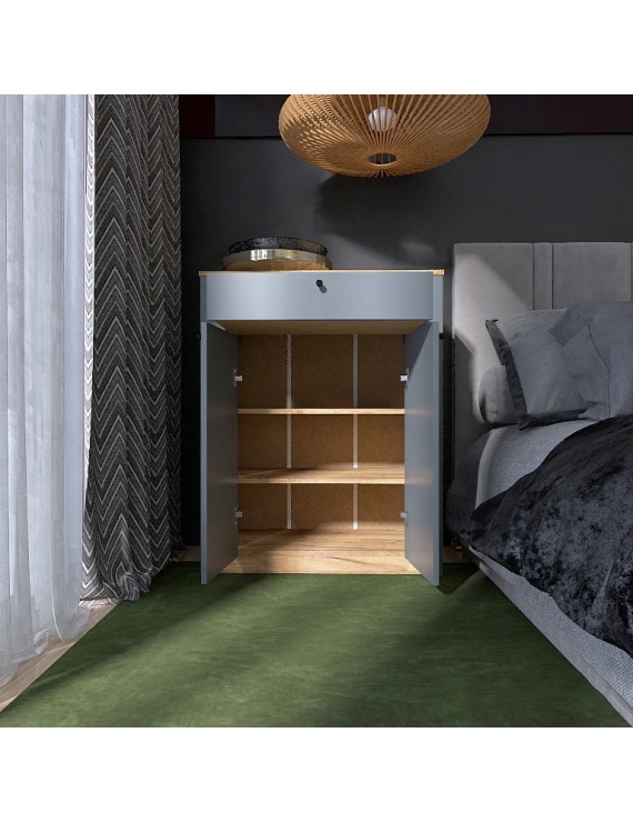 Тумба закрита Еверест Нордік-800 80х38х100 см Графіт + Дуб крафт золотий (DTM-5530)