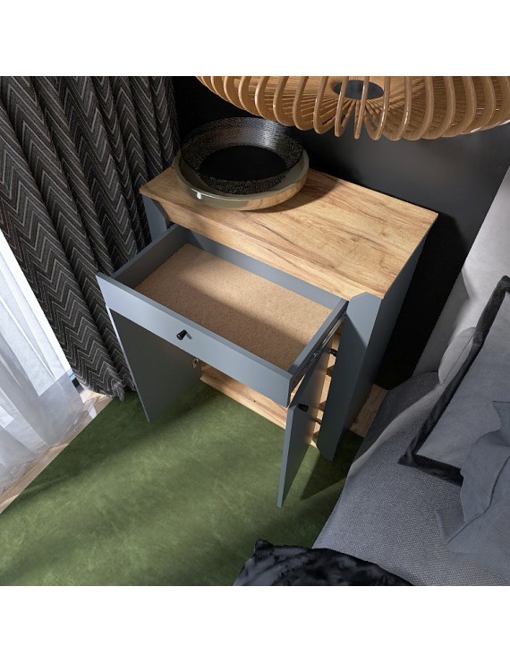 Тумба закрита Еверест Нордік-800 80х38х100 см Графіт + Дуб крафт золотий (DTM-5530)