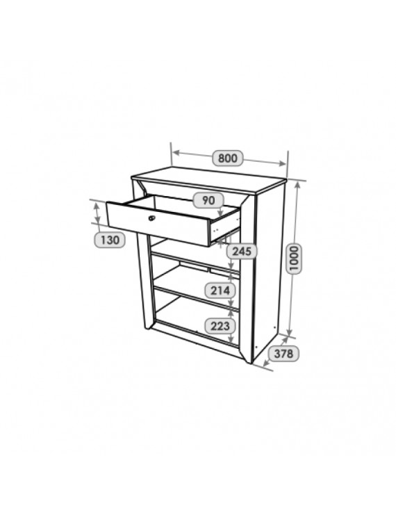 Тумба закрита Еверест Нордік-800 80х38х100 см Графіт + Дуб крафт золотий (DTM-5530)