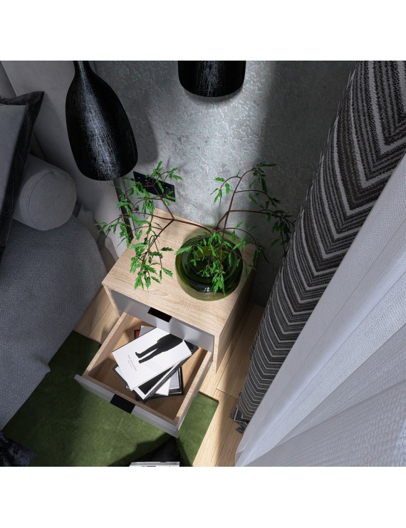 Тумба приліжкова Еверест Сіті-450 45,2х38х44,2 см Дуб сонома/Графіт (DTM-071089)