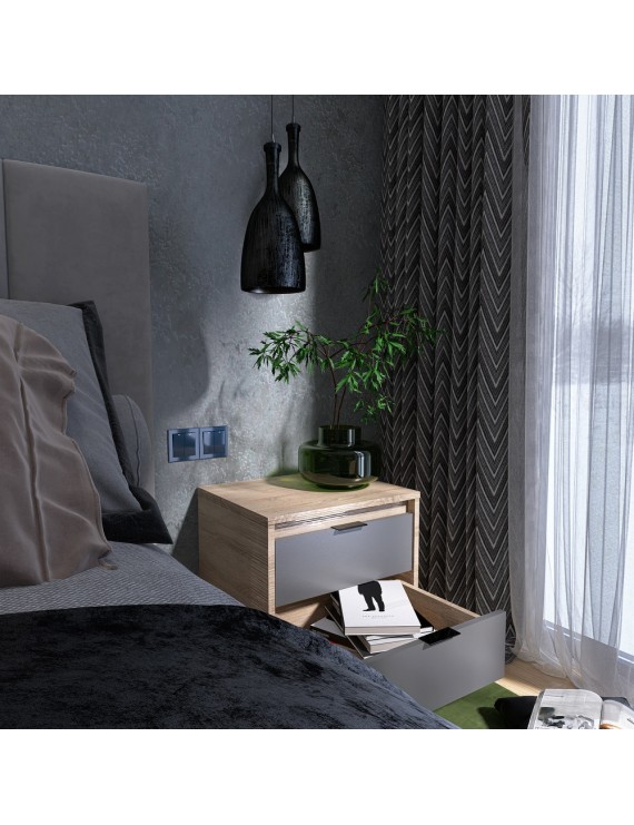 Тумба приліжкова Еверест Сіті-450 45,2х38х44,2 см Дуб сонома/Графіт (DTM-071089)