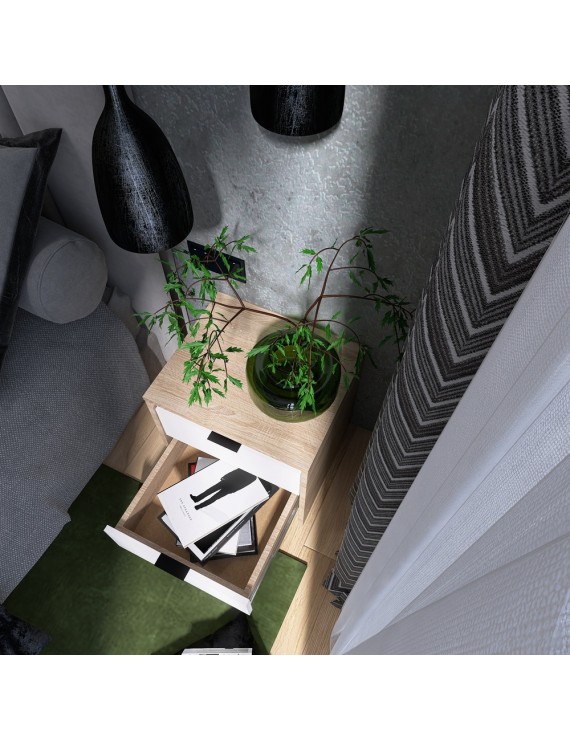 Тумба приліжкова Еверест Сіті-450 45,2х38х44,2 см Дуб сонома/Білий (DTM-071090)