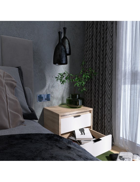 Тумба приліжкова Еверест Сіті-450 45,2х38х44,2 см Дуб сонома/Білий (DTM-071090)