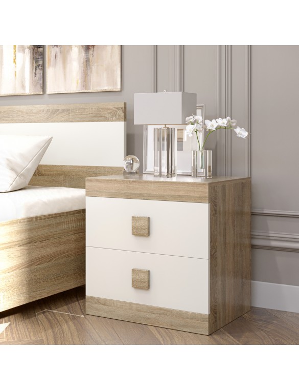 Тумба біля ліжка Еверест Соната 50х38х50 сонома + білий (DTM-2075)