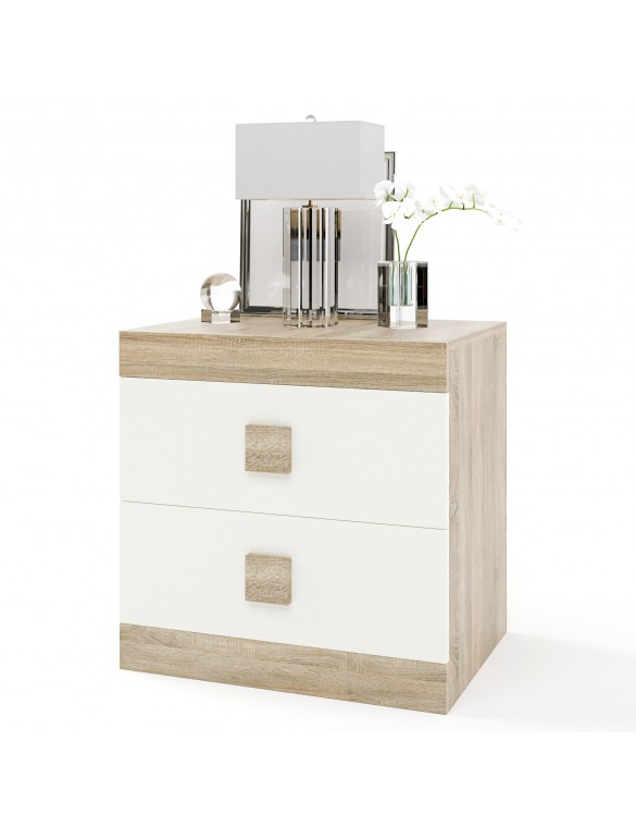 Тумба біля ліжка Еверест Соната 50х38х50 сонома + білий (DTM-2075)