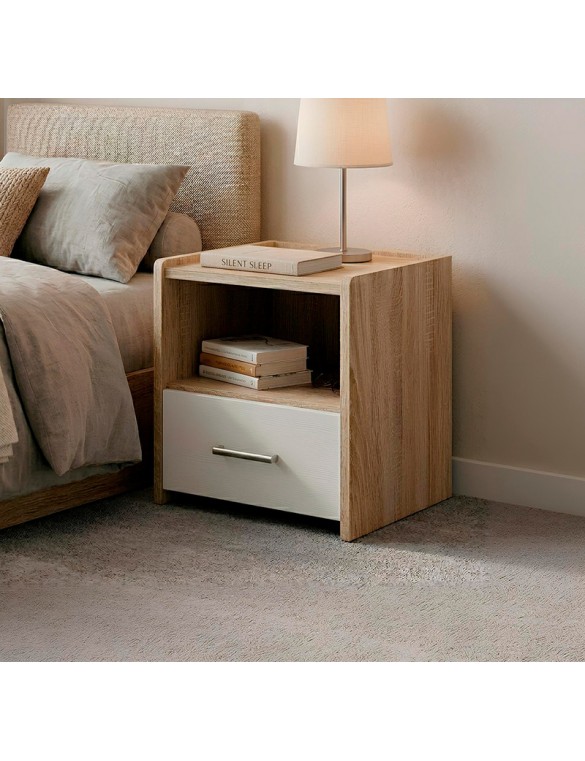 Тумба біля ліжка Еверест Т-1 40х40х40 Дуб сонома/Білий (DTM-073860)