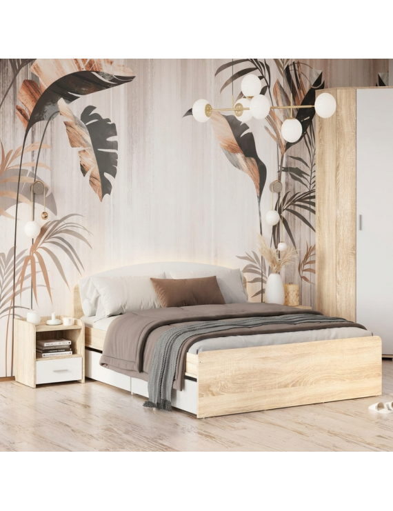 Тумба біля ліжка Еверест Т-1 40х40х40 Дуб сонома/Білий (DTM-073860)