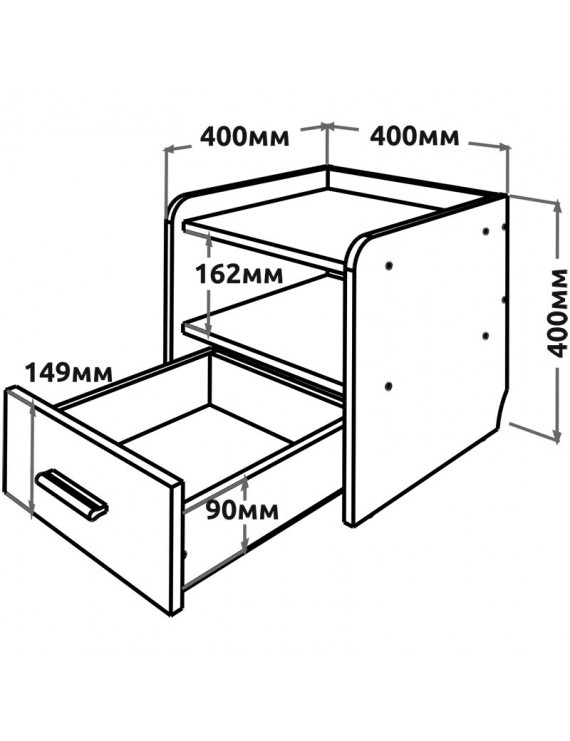 Тумба біля ліжка Еверест Т-1 40х40х40 Дуб сонома/Білий (DTM-073860)