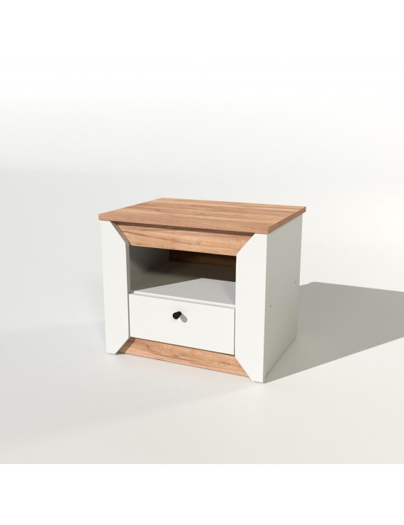 Тумба приліжкова Еверест Нордік-500 Білий + Дуб крафт золотий (DTM-5543)