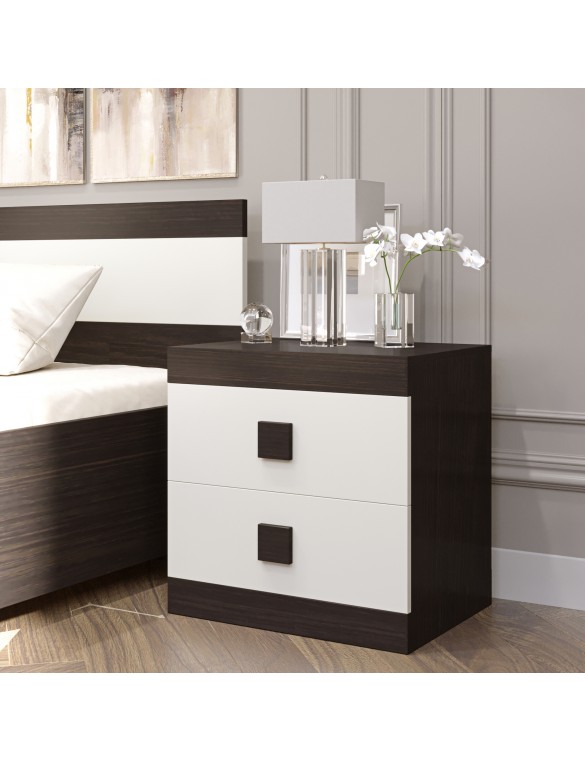 Тумба біля ліжка Еверест Соната 50х38х50 венге темний + білий (DTM-2077)