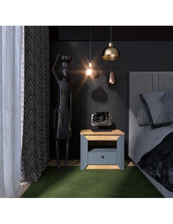 Тумба приліжкова Еверест Нордік-500 Графіт + Дуб крафт золотий (DTM-5544)