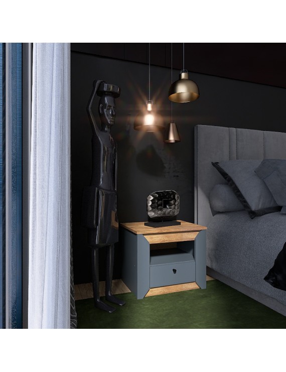 Тумба приліжкова Еверест Нордік-500 Графіт + Дуб крафт золотий (DTM-5544)