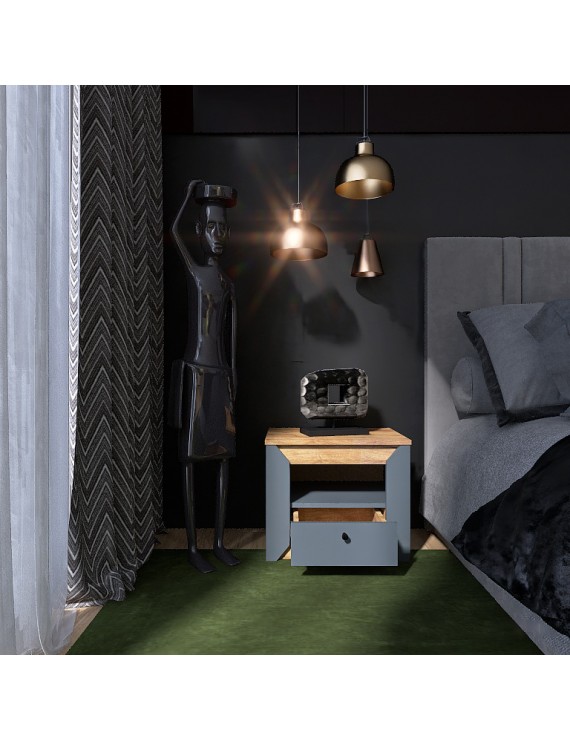Тумба приліжкова Еверест Нордік-500 Графіт + Дуб крафт золотий (DTM-5544)