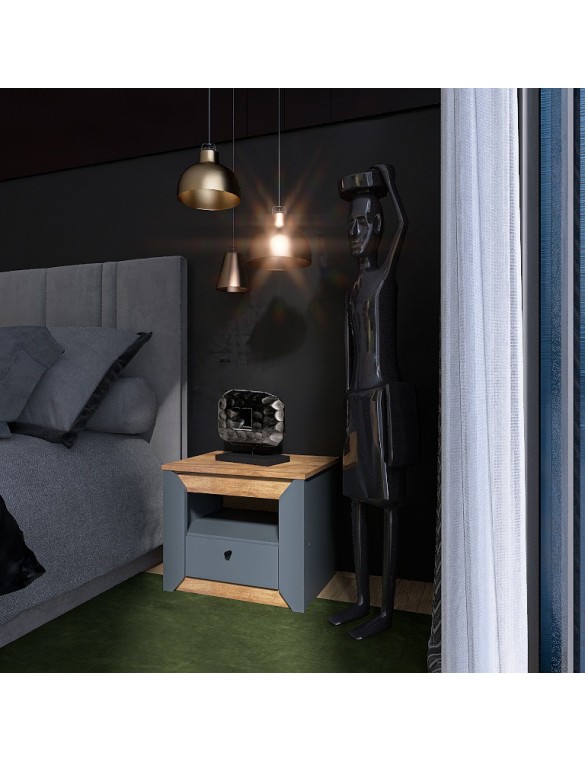 Тумба приліжкова Еверест Нордік-500 Графіт + Дуб крафт золотий (DTM-5544)