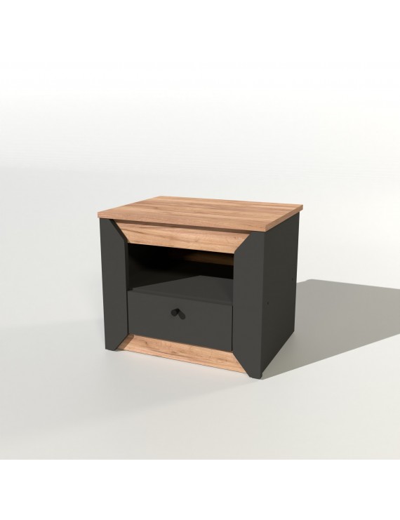 Тумба приліжкова Еверест Нордік-500 Графіт + Дуб крафт золотий (DTM-5544)