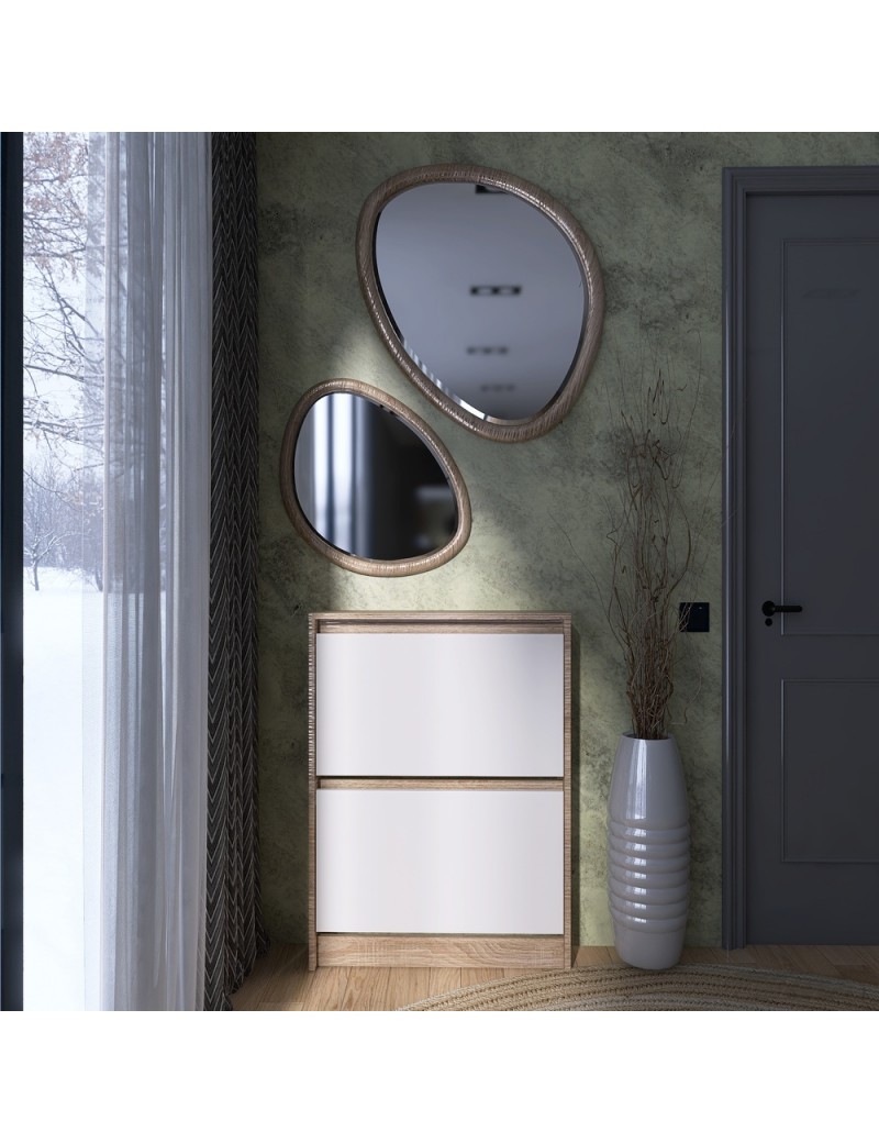 Тумба для взуття в передпокій Еверест Сіті-160-2 70,2х16х95,8 см Дуб сонома/Білий (DTM-071107)