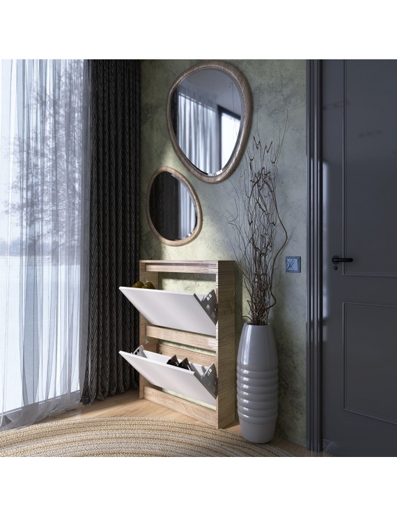 Тумба для взуття в передпокій Еверест Сіті-160-2 70,2х16х95,8 см Дуб сонома/Білий (DTM-071107)