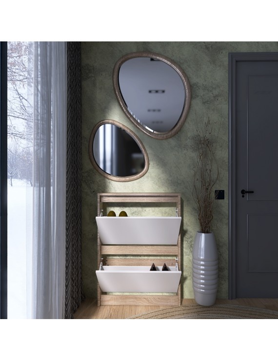 Тумба для взуття в передпокій Еверест Сіті-160-2 70,2х16х95,8 см Дуб сонома/Білий (DTM-071107)