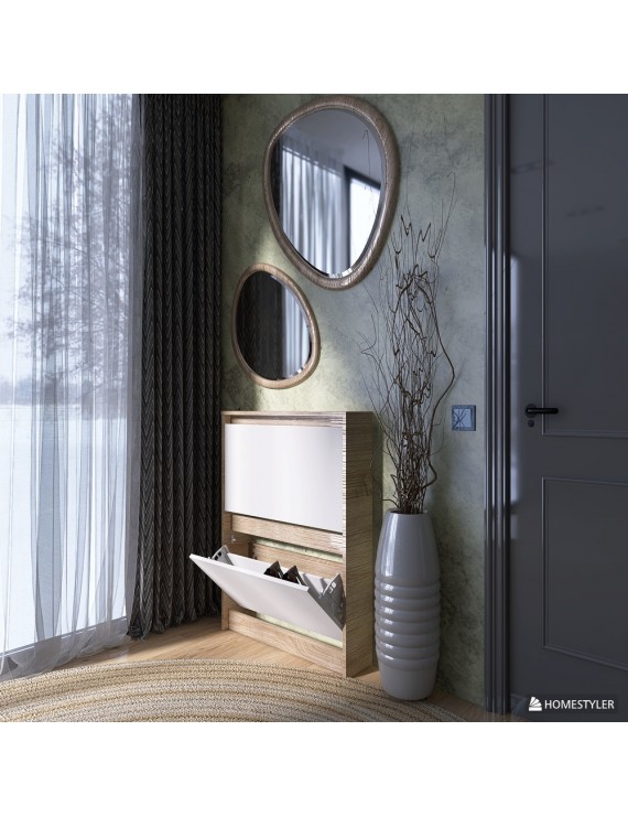 Тумба для взуття в передпокій Еверест Сіті-160-2 70,2х16х95,8 см Дуб сонома/Білий (DTM-071107)