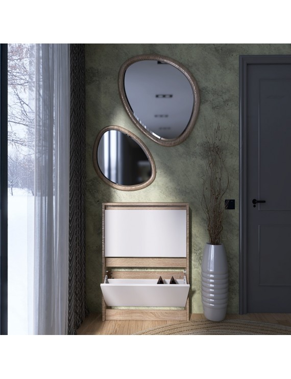 Тумба для взуття в передпокій Еверест Сіті-160-2 70,2х16х95,8 см Дуб сонома/Білий (DTM-071107)