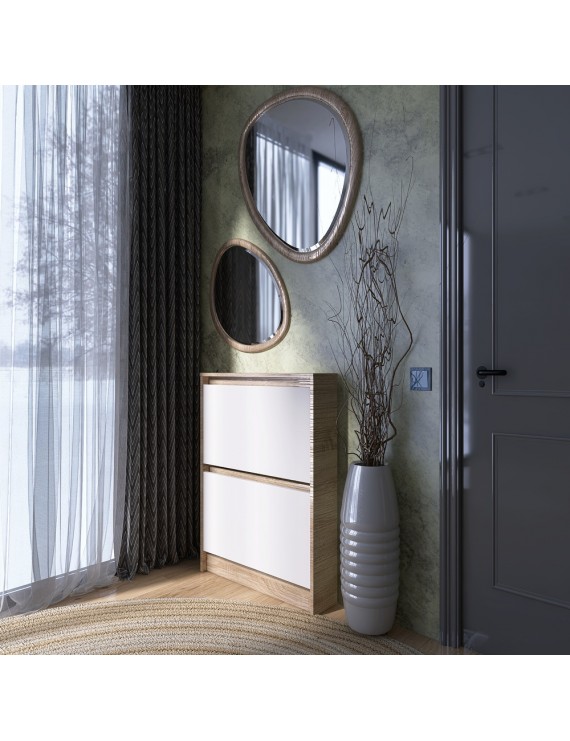 Тумба для взуття в передпокій Еверест Сіті-160-2 70,2х16х95,8 см Дуб сонома/Білий (DTM-071107)