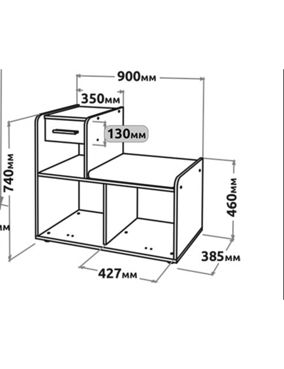 Тумба для взуття Еверест Тандем (ліва) Дуб сонома/Білий (DTM-073854)