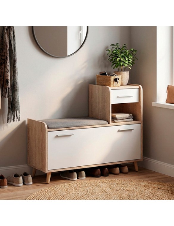 Тумба для взуття Еверест Тандем (права) Дуб сонома/Білий (DTM-073855)
