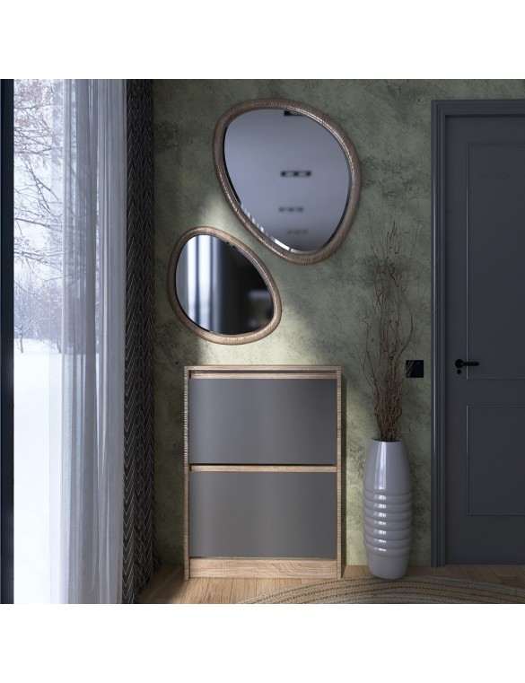 Тумба для взуття в передпокій Еверест Сіті-160-2 70,2х16х95,8 см Дуб сонома/Графіт (DTM-071088)