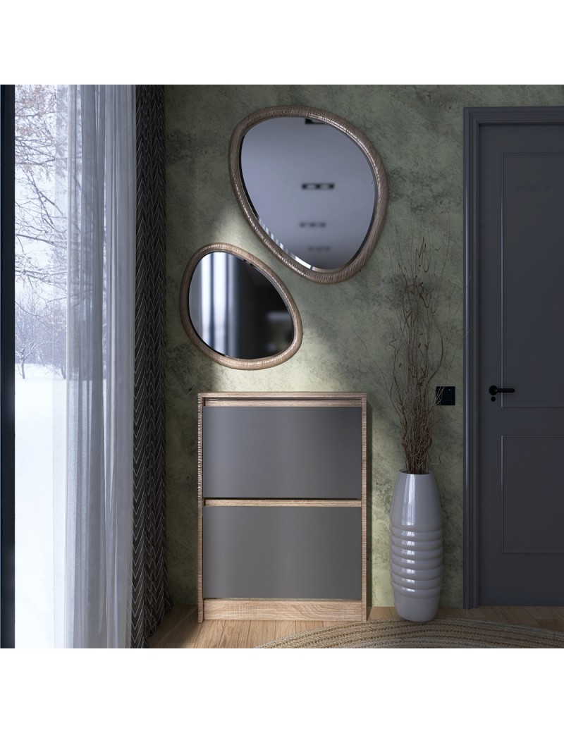 Тумба для взуття в передпокій Еверест Сіті-160-2 70,2х16х95,8 см Дуб сонома/Графіт (DTM-071088)