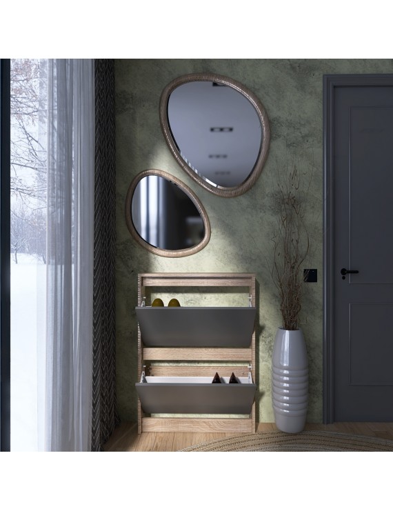 Тумба для взуття в передпокій Еверест Сіті-160-2 70,2х16х95,8 см Дуб сонома/Графіт (DTM-071088)