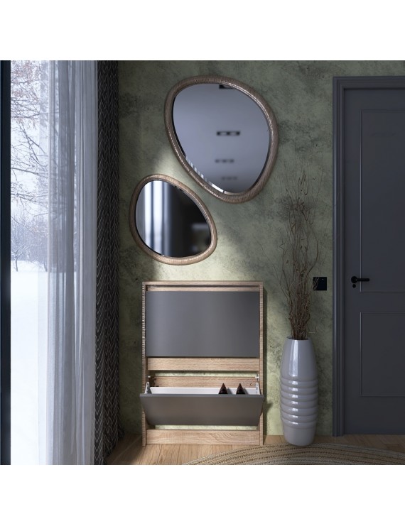 Тумба для взуття в передпокій Еверест Сіті-160-2 70,2х16х95,8 см Дуб сонома/Графіт (DTM-071088)