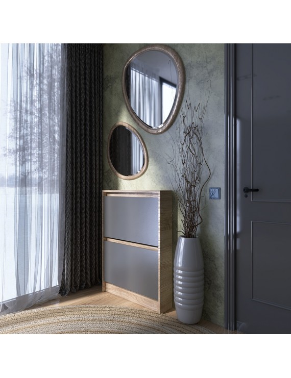 Тумба для взуття в передпокій Еверест Сіті-160-2 70,2х16х95,8 см Дуб сонома/Графіт (DTM-071088)