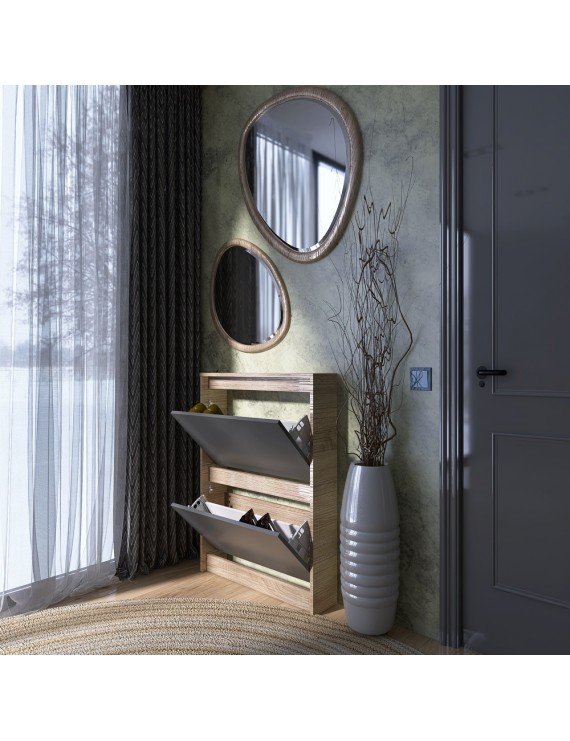 Тумба для взуття в передпокій Еверест Сіті-160-2 70,2х16х95,8 см Дуб сонома/Графіт (DTM-071088)