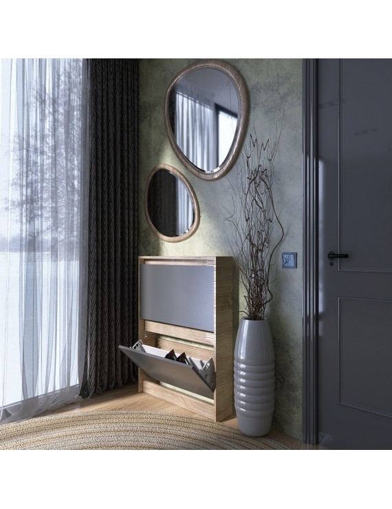 Тумба для взуття в передпокій Еверест Сіті-160-2 70,2х16х95,8 см Дуб сонома/Графіт (DTM-071088)