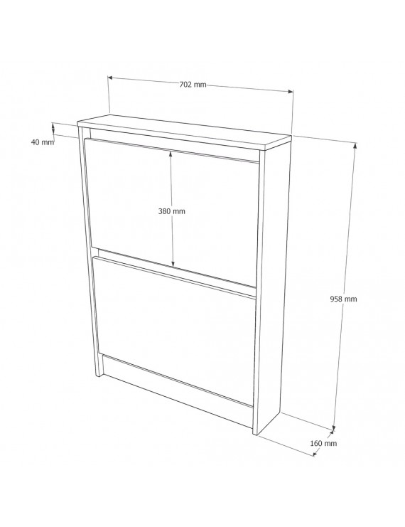 Тумба для взуття в передпокій Еверест Сіті-160-2 70,2х16х95,8 см Дуб сонома/Графіт (DTM-071088)