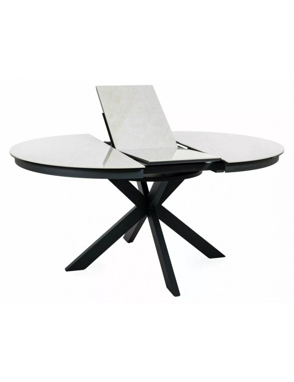 Стіл PORTO CERAMIC 120(160)*120 бежевий TAJ MAHAL/чорний