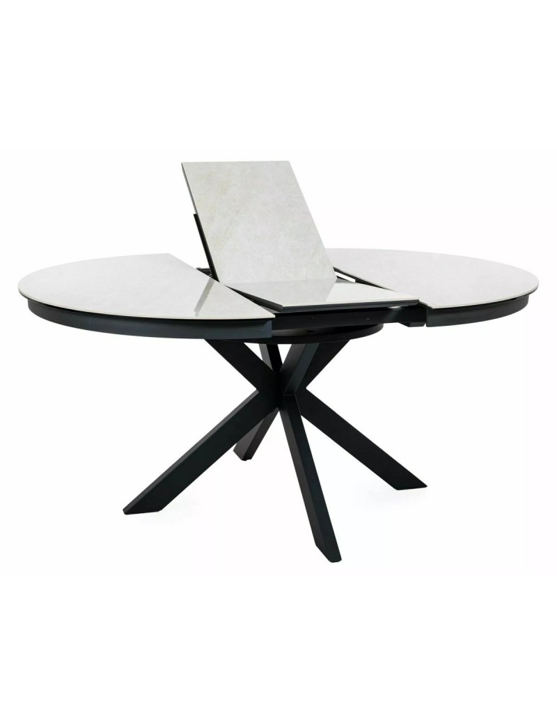 Стіл PORTO CERAMIC 120(160)*120 бежевий TAJ MAHAL/чорний