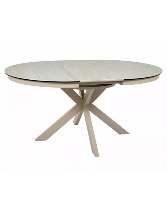 Стіл PORTO CERAMIC 120(160)*120 бежевий травертин/кашемір