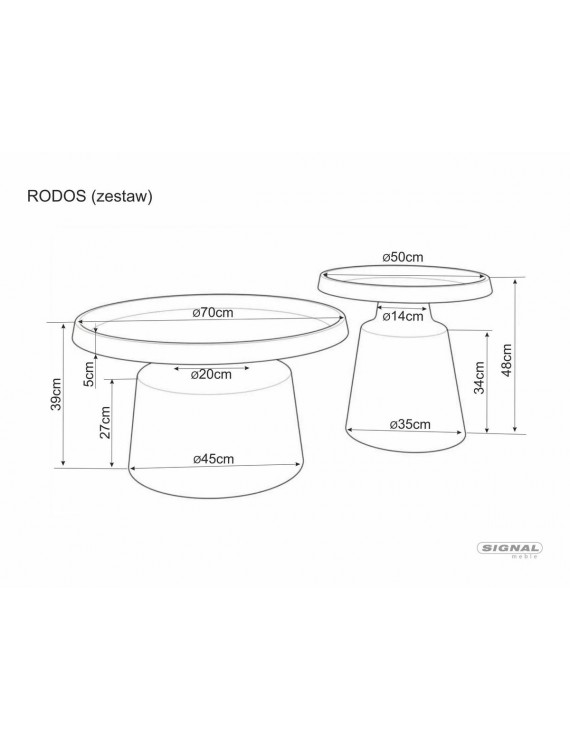 Журнальний столик RODOS беж мат (комплект) д.50, д.70
