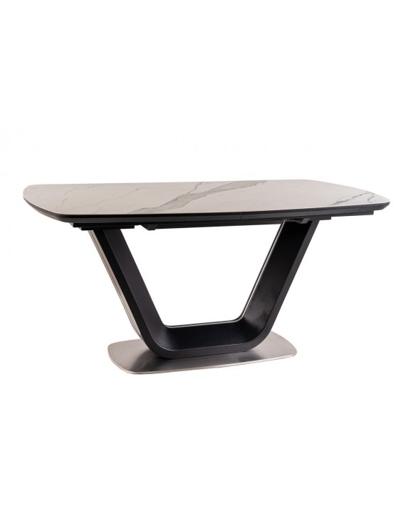 Стіл ARMANI CERAMIC білий ефект мармуру/ чорний мат 160(220)X90
