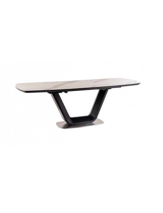 Стіл ARMANI CERAMIC білий ефект мармуру/ чорний мат 160(220)X90