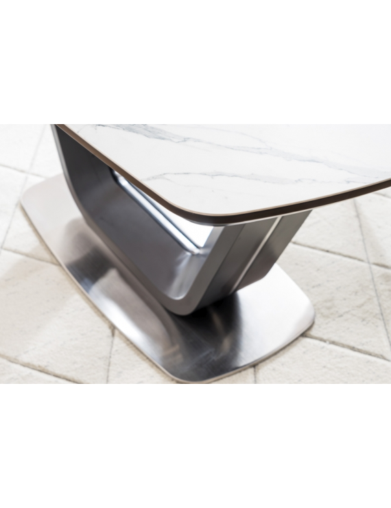 Стіл ARMANI CERAMIC білий ефект мармуру/ чорний мат 160(220)X90