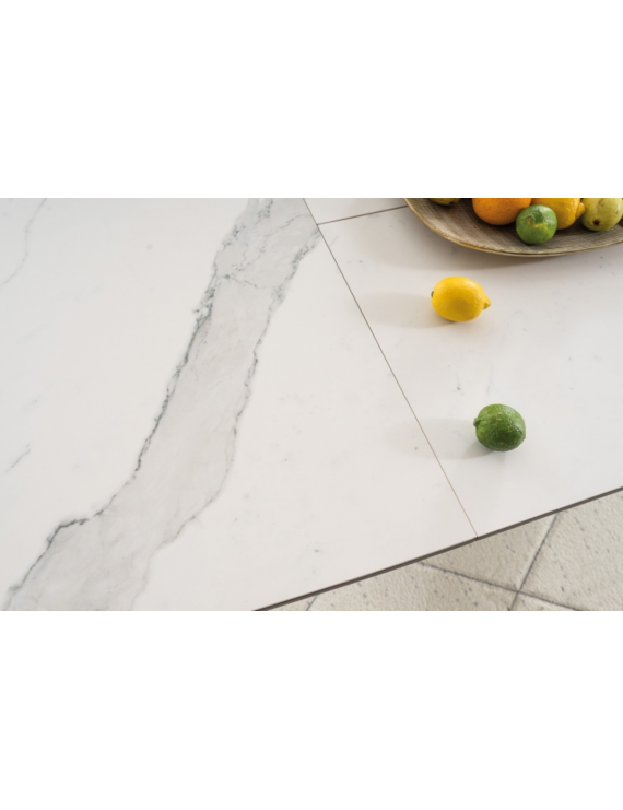 Стіл ARMANI CERAMIC білий ефект мармуру/ чорний мат 160(220)X90
