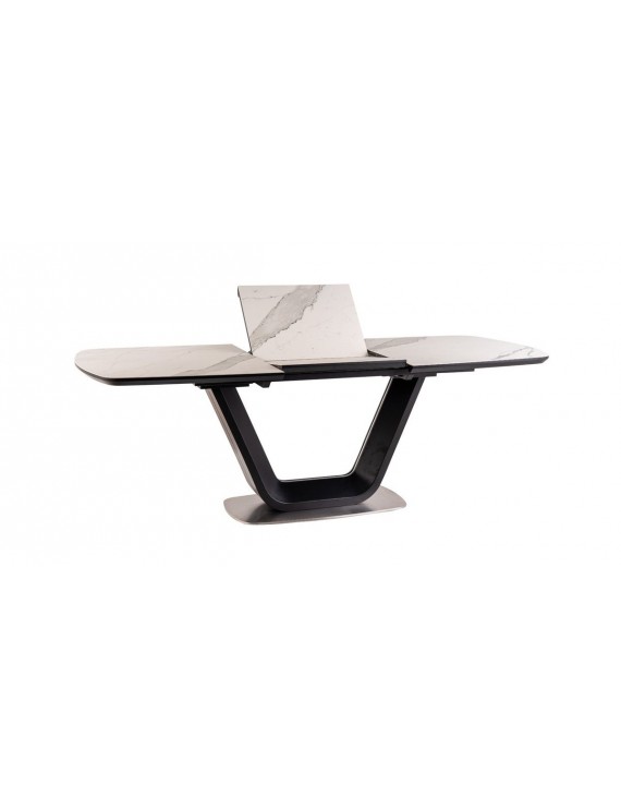 Стіл ARMANI CERAMIC білий ефект мармуру/ чорний мат 160(220)X90
