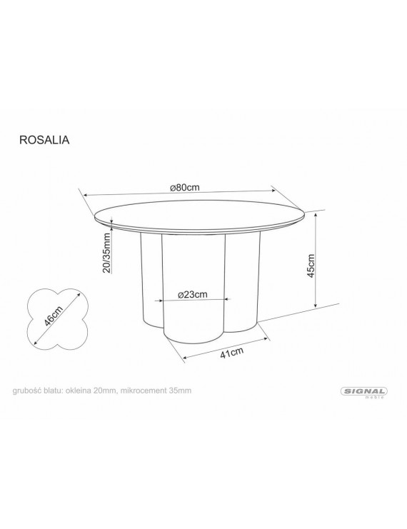 Журнальний столик ROSALIA дуб д.80*45