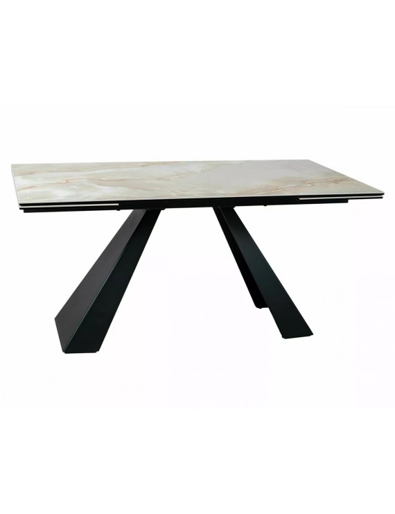 Стіл SALVADORE CERAMIC 160(240)*90 бежевий ONICE ORO/чорний мат