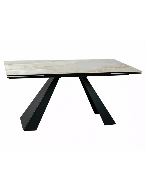 Стіл SALVADORE CERAMIC 160(240)*90 бежевий ONICE ORO/чорний мат